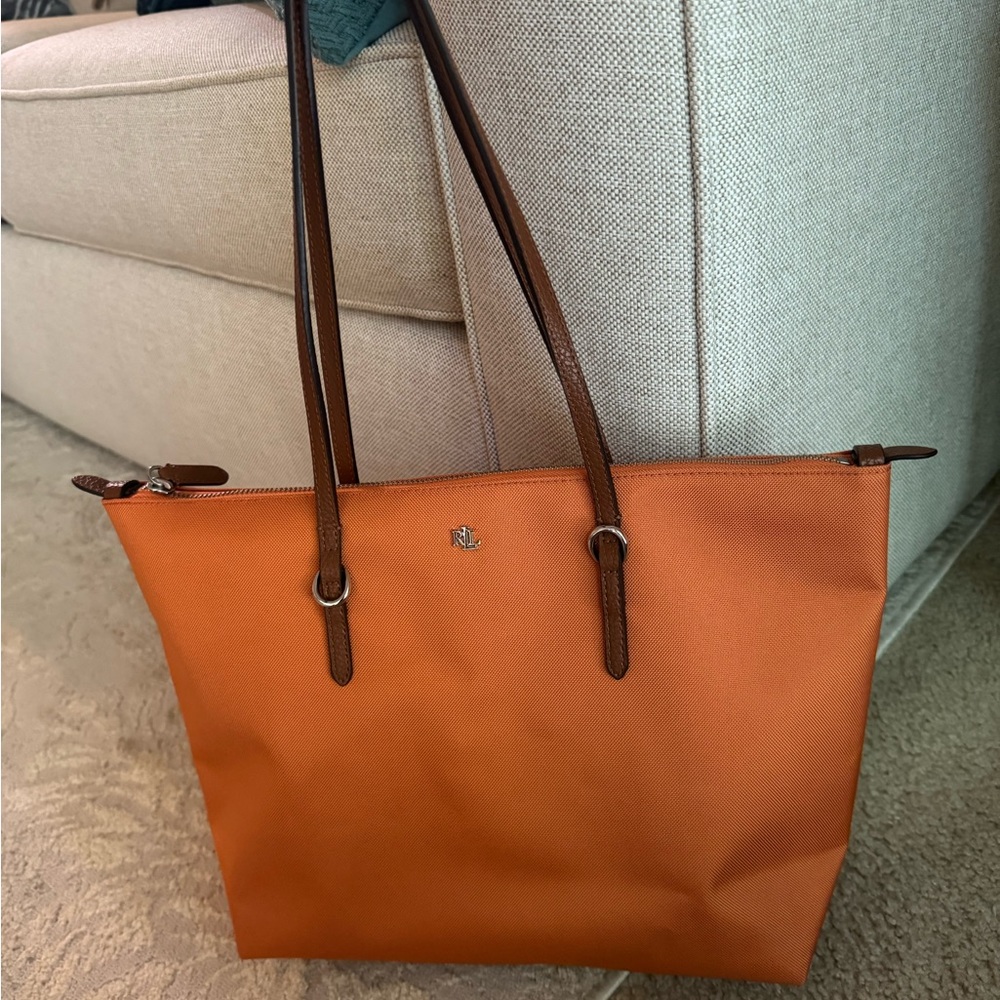 Lauren Ralph Lauren Orange Canvas Tote